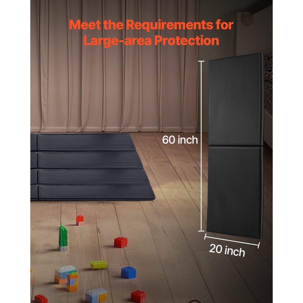 VEVOR Gym Wall Padding, 60 x 20 x 2 inch Tear-Resistant Wall Mat, Removable 2" Thick Foam High Density Basketball Court Wall-Mounted Padding, Durable Waterproof Protective Pad for Gym Garage Basement