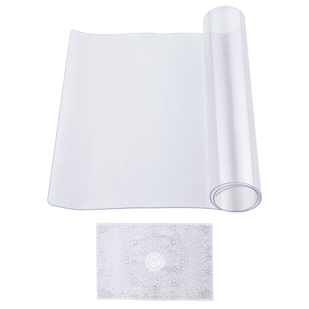 VEVOR Plastic Table Cover, 14 x 24 Inch 1.5 mm Thick Clear Table Protector, Rectangle PVC Desk Mat, Waterproof & Easy Cleaning Desk Pad Tablecloth, for Office Dresser Dining Room Table Night Stand