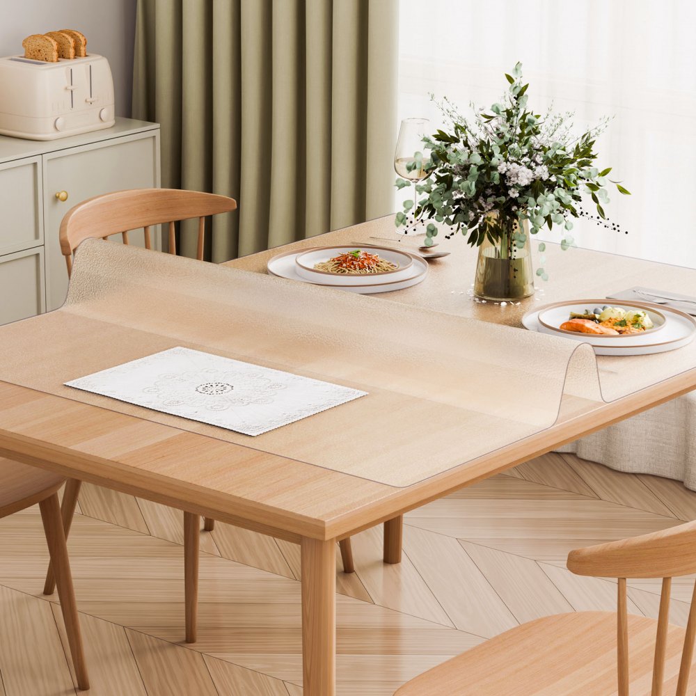 VEVOR Plastic Table Cover, 24 x 48 Inch 1.5 mm Thick Frosted Table Protector, Rectangle PVC Desk Mat, Waterproof & Easy Cleaning Desk Pad Tablecloth, for Office Dresser Dining Room Table Night Stand