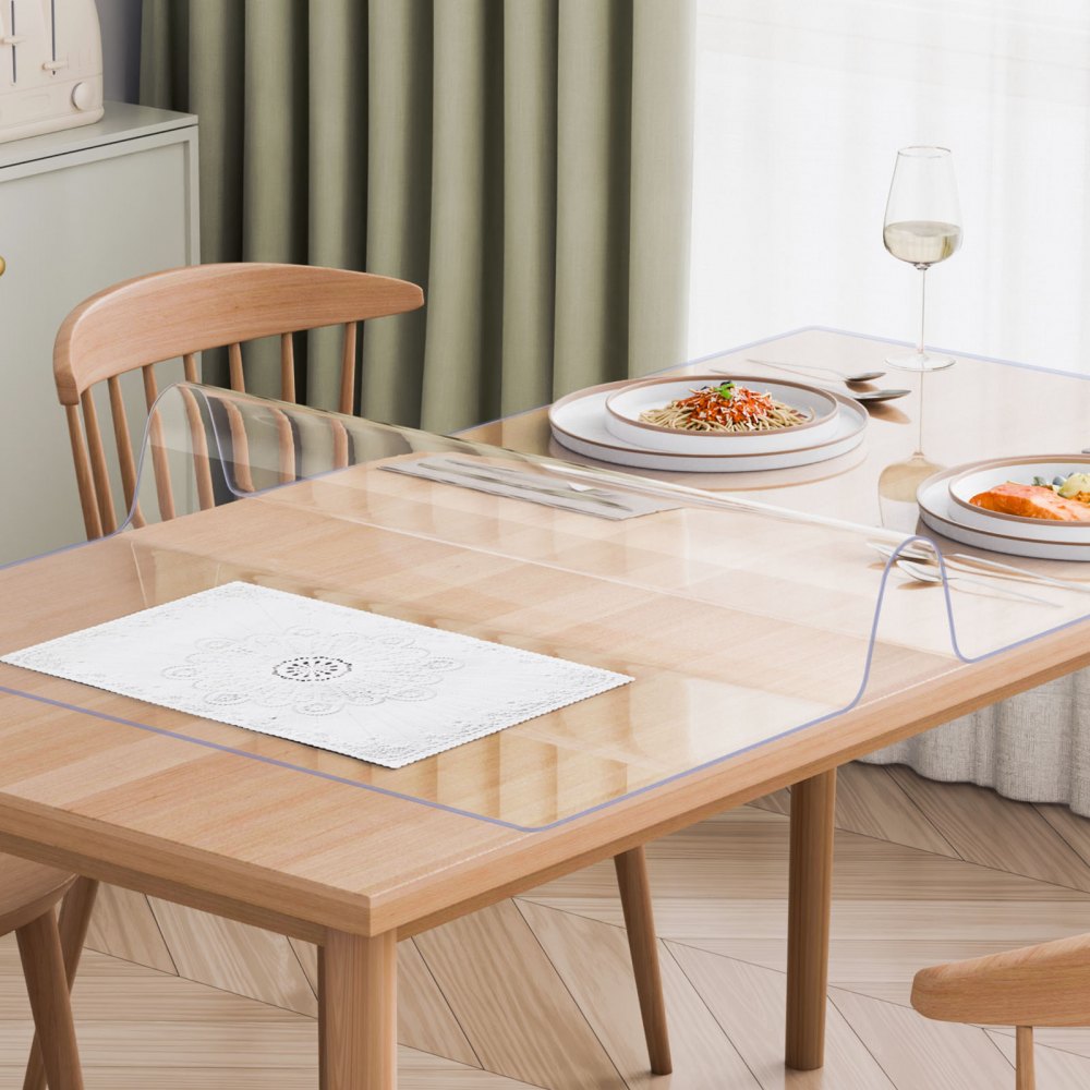 VEVOR Plastic Table Cover, 40 x 80 Inch 2.0 mm Thick Clear Table Protector, Rectangle PVC Desk Mat, Waterproof & Easy Cleaning Desk Pad Tablecloth, for Office Dresser Dining Room Table Night Stand