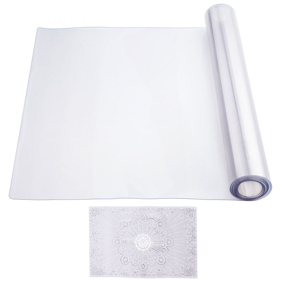 VEVOR Plastic Table Cover, 42 x 96 Inch 1.5 mm Thick Clear Table Protector, Rectangle PVC Desk Mat, Waterproof & Easy Cleaning Desk Pad Tablecloth, for Office Dresser Dining Room Table Night Stand