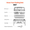 VEVOR Roll Top Chafing Dish Buffet Complete Set, 9 Qt 1 Pack Stainless Steel Chafer with 2 Half Size Pans, Rectangle Catering Warmer Server with Visible Lid Water Pan Folding Stand Fuel Holder, Silver