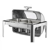 VEVOR Roll Top Chafing Dish Buffet Complete Set, 9 Qt 1 Pack Stainless Steel Chafer with 2 Half Size Pans, Rectangle Catering Warmer Server with Visible Lid Water Pan Folding Stand Fuel Holder, Silver