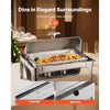 VEVOR Roll Top Chafing Dish Buffet Complete Set, 9Qt Stainless Steel Chafer with Full Size Pan, Rectangle Catering Warmer Server with Lid Water Pan Folding Stand Fuel Holder Meal Clip, Silver