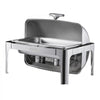 VEVOR Roll Top Chafing Dish Buffet Complete Set, 9Qt Stainless Steel Chafer with Full Size Pan, Rectangle Catering Warmer Server with Lid Water Pan Folding Stand Fuel Holder Meal Clip, Silver