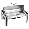 VEVOR Roll Top Chafing Dish Buffet Complete Set, 9Qt Stainless Steel Chafer with Full Size Pan, Rectangle Catering Warmer Server with Lid Water Pan Folding Stand Fuel Holder Meal Clip, Silver