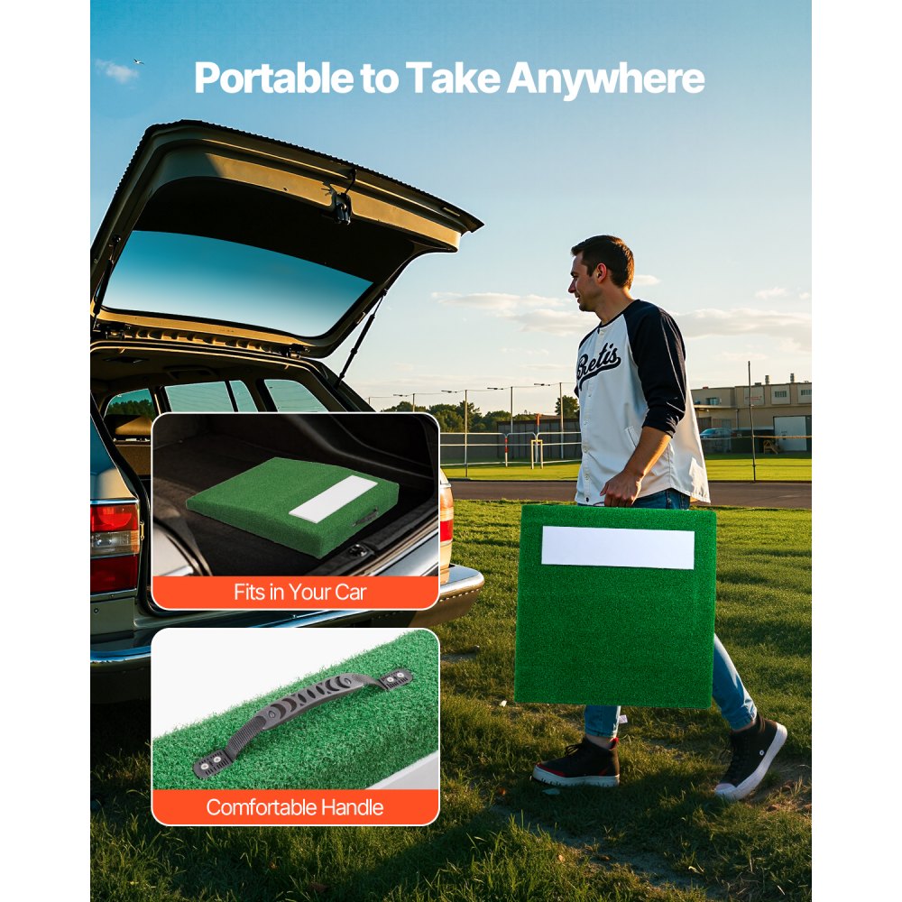 VEVOR Pitching Mound, Portable Baseball Pitcher's Mound, 31 in Indoor Outdoor Pitching Practice and Training Equipment, Softball Pitching Aids with Antifade Turf, Pitching Rubber, Carry Handle
