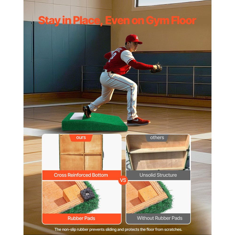 VEVOR Pitching Mound, Portable Baseball Pitcher's Mound, 31 in Indoor Outdoor Pitching Practice and Training Equipment, Softball Pitching Aids with Antifade Turf, Pitching Rubber, Carry Handle