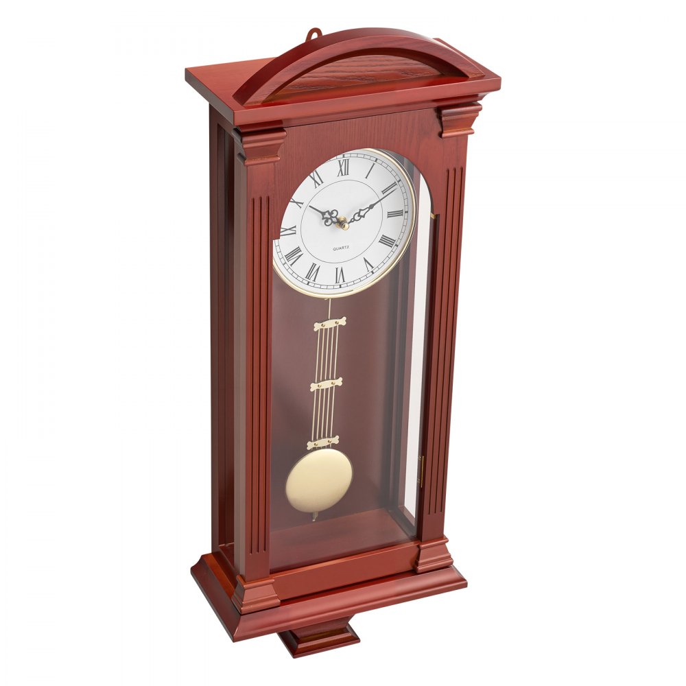 VEVOR Grandfather Clock, 26.7 in Classic Vintage Pendulum Clock, Pine Wood & MDF Wall Clocks with Quartz Movement and Quiet Design, for Living Room, Bedroom, Home Decor & Gift (Cherry Tone Finish)