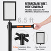VEVOR Crowd Control Stanchions, 6-Pack Crowd Control Barriers, Carbon Steel Baking Painted Stanchion Queue Post with Sign Holder & 3PCS 6.5FT Retractable Belt, Belt Barrier Line Divider, Easy Assembly