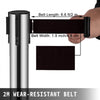 VEVOR Crowd Control Stanchion, 6-Pack Crowd Control Barrier, Carbon Steel Baking Painted Stanchion Queue Post with 3CS Retractable Belt & Fillable Base, Belt Barrier Line Divider, Easy Assembly