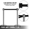 VEVOR Crowd Control Stanchion, 6-Pack Crowd Control Barrier, Carbon Steel Baking Painted Stanchion Queue Post with 3CS Retractable Belt & Fillable Base, Belt Barrier Line Divider, Easy Assembly