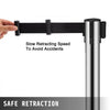 VEVOR Crowd Control Stanchion, 6-Pack Crowd Control Barrier, Carbon Steel Baking Painted Stanchion Queue Post with 3CS Retractable Belt & Fillable Base, Belt Barrier Line Divider, Easy Assembly