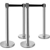 VEVOR Crowd Control Stanchion, 6-Pack Crowd Control Barrier, Carbon Steel Baking Painted Stanchion Queue Post with 3CS Retractable Belt & Fillable Base, Belt Barrier Line Divider, Easy Assembly