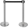 VEVOR Crowd Control Stanchion, 6-Pack Crowd Control Barrier, Carbon Steel Baking Painted Stanchion Queue Post with 3CS Retractable Belt & Fillable Base, Belt Barrier Line Divider, Easy Assembly