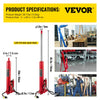 VEVOR Hydraulic/Pneumatic Long Ram Jack, 8 Tons/17363 lbs Capacity, with Single Piston Pump and Clevis Base, Manual Cherry Picker with Handle, for Garage/Shop Cranes, Engine Lift Hoist, Red
