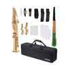 VEVOR Straight Soprano Saxophone, B Flat, Brass Saxophone Beginner Kit with Carrying Case, Mouthpiece, Cleaning Cloth Rod, Gloves, Neck Strap, 23 Keys Soprano Sax Kit, for Beginners Students, Gold
