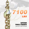 VEVOR G80 Transport Binder Chain, 3/8" x 2.9' 2-Pack Tow Chain with Clevis Snap Hook, 7100 lbs Safe Working Load, Heavy Duty Logging Chain for Transporting Towing Truck Tie Down Binding Equipment