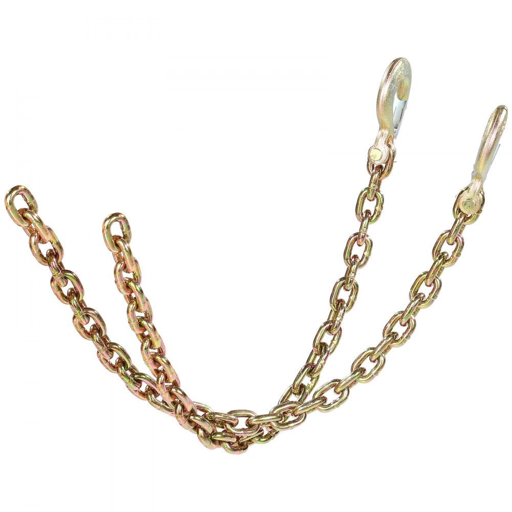 VEVOR G80 Transport Binder Chain, 3/8" x 2.9' 2-Pack Tow Chain with Clevis Snap Hook, 7100 lbs Safe Working Load, Heavy Duty Logging Chain for Transporting Towing Truck Tie Down Binding Equipment