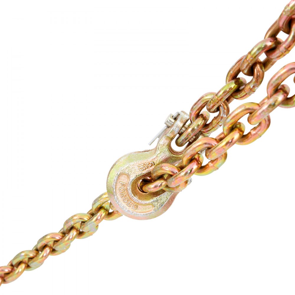VEVOR Transport Binder Chain, 4900lbs Working Load Limit, 5/16''x20' G80 Tow Chain Tie Down with Grab Hooks, DOT Certified, Galvanized Coating Manganese Steel for Dock Factory Construction Site, 2Pack