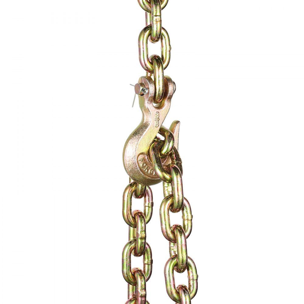VEVOR G80 Transport Binder Chain, 3/8" x 10.3' Tow Chain with Clevis Grab Hooks, 7100 lbs Safe Working Load, Heavy Duty Trailer Logging Chain for Transporting Towing Truck Tie Down Binding Equipment
