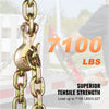VEVOR G80 Transport Binder Chain, 3/8" x 10.3' 2-Pack Tow Chain with Clevis Grab Hooks, 7100 lbs Safe Working Load, Heavy Duty Logging Chain for Transporting Towing Truck Tie Down Binding Equipment