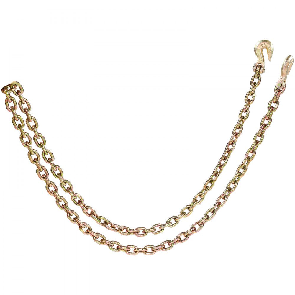 VEVOR G80 Transport Binder Chain, 3/8" x 10.3' 2-Pack Tow Chain with Clevis Grab Hooks, 7100 lbs Safe Working Load, Heavy Duty Logging Chain for Transporting Towing Truck Tie Down Binding Equipment