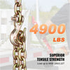 VEVOR G80 Transport Binder Chain, 5/16" x 9.84' 2-Pack Tow Chain with Clevis Grab Hooks, 4900 lbs Safe Working Load, Heavy Duty Logging Chain for Transporting Towing Truck Tie Down Binding Equipment