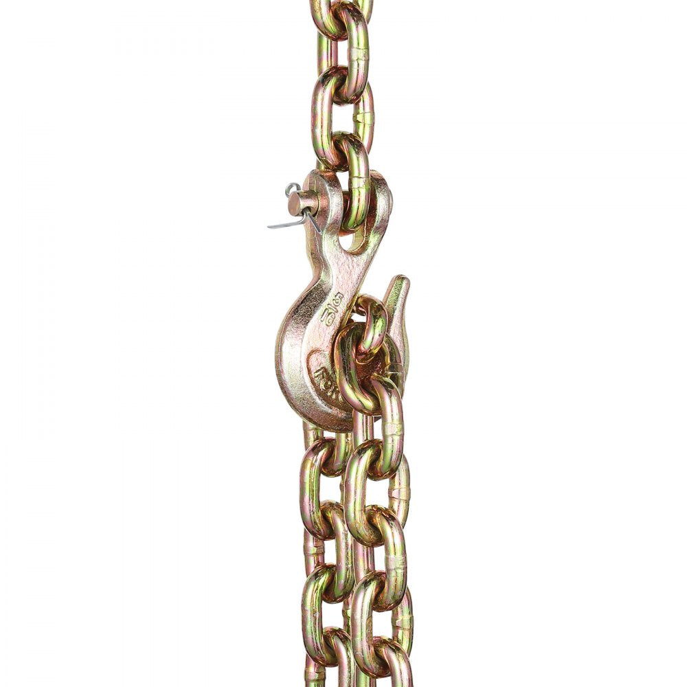 VEVOR G80 Transport Binder Chain, 5/16" x 9.84' 2-Pack Tow Chain with Clevis Grab Hooks, 4900 lbs Safe Working Load, Heavy Duty Logging Chain for Transporting Towing Truck Tie Down Binding Equipment