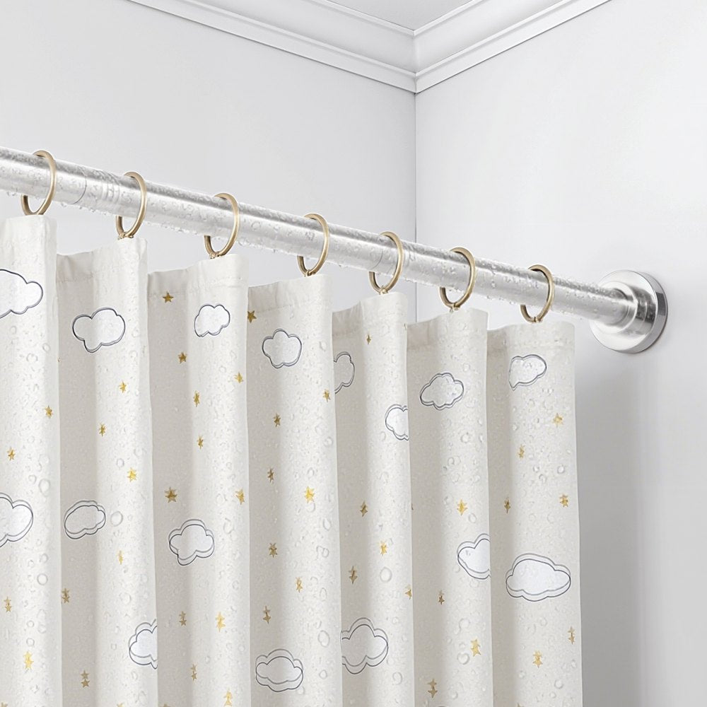 VEVOR Shower Curtain Rod, 28-76 Inches, 1 Inch Diameter Adjustable Spring Tension Stainless Steel Telescoping Rod with Holders, No Drilling Non-Slip for Bathroom, Closet, Window, Room Divider, Silver