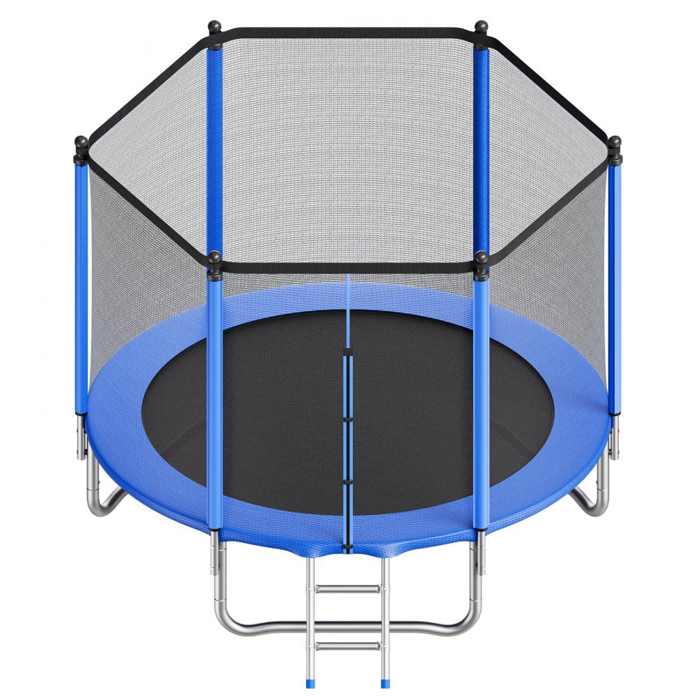 VEVOR Outdoor Trampoline, 8FT Round Recreational Trampoline with Enclosure Net, ASTM Approved, Heavy Duty Trampolines, Max 265 lbs Weight Capacity, Anti-Rust Backyard Trampolines for Kids & Adults