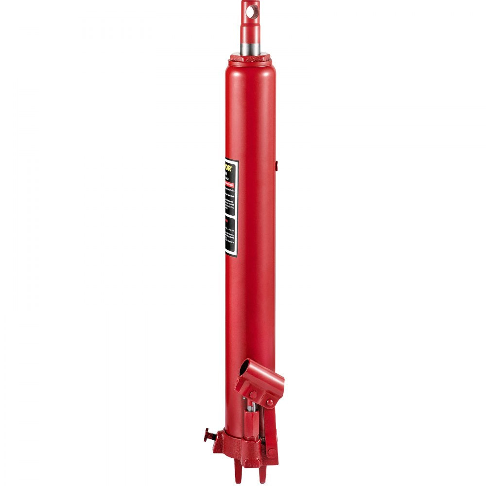 VEVOR Hydraulic Long Ram Jack, 3 Tons/6600 lbs Capacity, with Single Piston Pump and Clevis Base, Manual Cherry Picker with Handle, for Garage/Shop Cranes, Engine Lift Hoist, Red