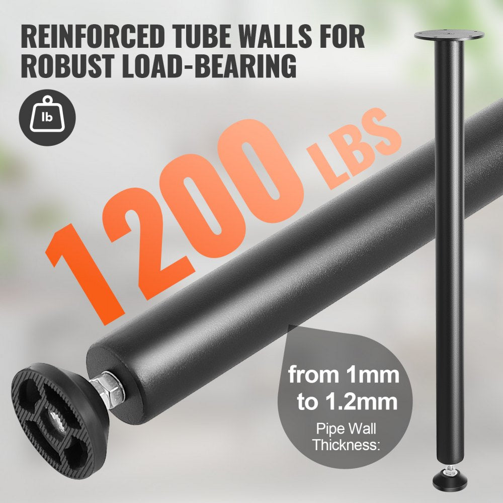 VEVOR 30 Inch Adjustable Desk Legs, Reinforced Steel Office Table Furniture legs Set of 4 for DIY, 1200 lbs Load Capacity Heavy Duty Desk Legs, Quick Instalation Legs with Adjustable Foot Cup Black