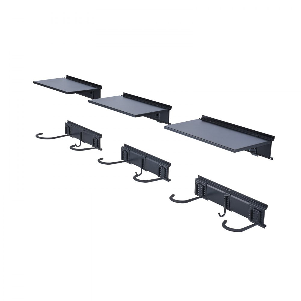 VEVOR Bike Storage Rack, 6 Bike Racks and 3 Helmets Hooks, Wall Mount Bike Storage Hanger with 3 Shelves, Home & Garage Organizer, Customizable for Various Bike Sizes, Holds Up to 300 lbs, 48-inch