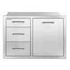 VEVOR Outdoor Kitchen Drawer Combo, 20"W x 20"H x 28"D, Dual Trash Bins, for BBQ Island Storage, Patio Bars and Grill Station, with Handle, Built-In BBQ Island Drawers Organize Cookware Accessories