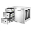 VEVOR Outdoor Kitchen Drawer Combo, 20"W x 20"H x 28"D, Dual Trash Bins, for BBQ Island Storage, Patio Bars and Grill Station, with Handle, Built-In BBQ Island Drawers Organize Cookware Accessories