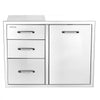 VEVOR Outdoor Kitchen Drawer Combo, 23"W x 21"H x 30"D, Propane Ring, for BBQ Island Storage, Patio Bars and Grill Station, with Handle, Built-In BBQ Island Drawers Organize Cookware Accessories