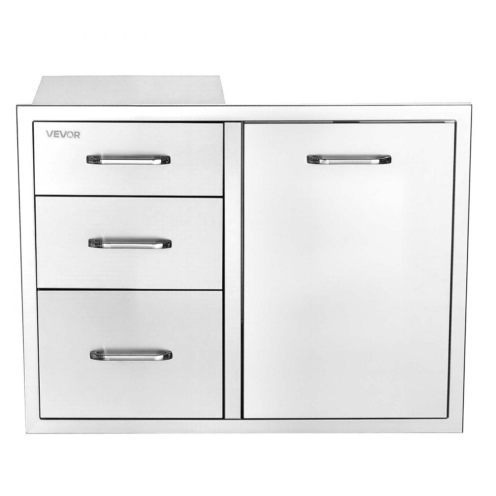 VEVOR Outdoor Kitchen Drawer Combo, 23"W x 21"H x 30"D, Propane Ring, for BBQ Island Storage, Patio Bars and Grill Station, with Handle, Built-In BBQ Island Drawers Organize Cookware Accessories