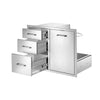 VEVOR Outdoor Kitchen Drawer Combo, 23"W x 21"H x 30"D, Propane Ring, for BBQ Island Storage, Patio Bars and Grill Station, with Handle, Built-In BBQ Island Drawers Organize Cookware Accessories
