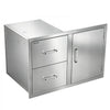 VEVOR Outdoor Kitchen Drawer Combo, 32"W x 22"H x 20"D, 2 Drawers Storage, for BBQ Island Storage, Patio Bars and Grill Station, with Handle, Built-In BBQ Island Drawers Organize Cookware Accessories