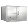 VEVOR Outdoor Kitchen Drawer Combo, 32"W x 22"H x 20"D, 2 Drawers Storage, for BBQ Island Storage, Patio Bars and Grill Station, with Handle, Built-In BBQ Island Drawers Organize Cookware Accessories