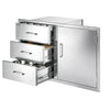 VEVOR Outdoor Kitchen Drawer Combo, 38"W x 23"H x 20"D, 3 Drawers Storage, for BBQ Island Storage, Patio Bars and Grill Station, with Handle, Built-In BBQ Island Drawers Organize Cookware Accessories