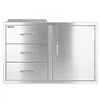 VEVOR Outdoor Kitchen Drawer Combo, 38"W x 23"H x 20"D, 3 Drawers Storage, for BBQ Island Storage, Patio Bars and Grill Station, with Handle, Built-In BBQ Island Drawers Organize Cookware Accessories