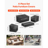 VEVOR Patio Furniture Cover 4-Piece Set, 420D Heavy Duty Waterproof Outdoor Dining Table and Chairs Cover Set, Lawn Patio Furniture Covers for Outdoor Sofa, Couch, Chairs, Coffee Table, Black