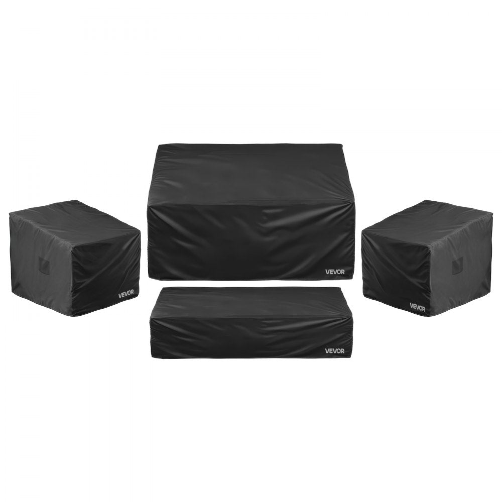 VEVOR Patio Furniture Cover 4-Piece Set, 420D Heavy Duty Waterproof Outdoor Dining Table and Chairs Cover Set, Lawn Patio Furniture Covers for Outdoor Sofa, Couch, Chairs, Coffee Table, Black
