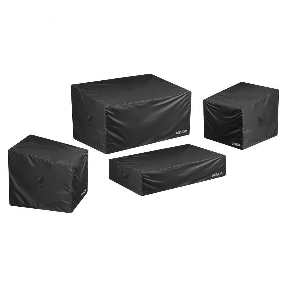 VEVOR Patio Furniture Cover 4-Piece Set, 420D Heavy Duty Waterproof Outdoor Dining Table and Chairs Cover Set, Lawn Patio Furniture Covers for Outdoor Sofa, Couch, Chairs, Coffee Table, Black