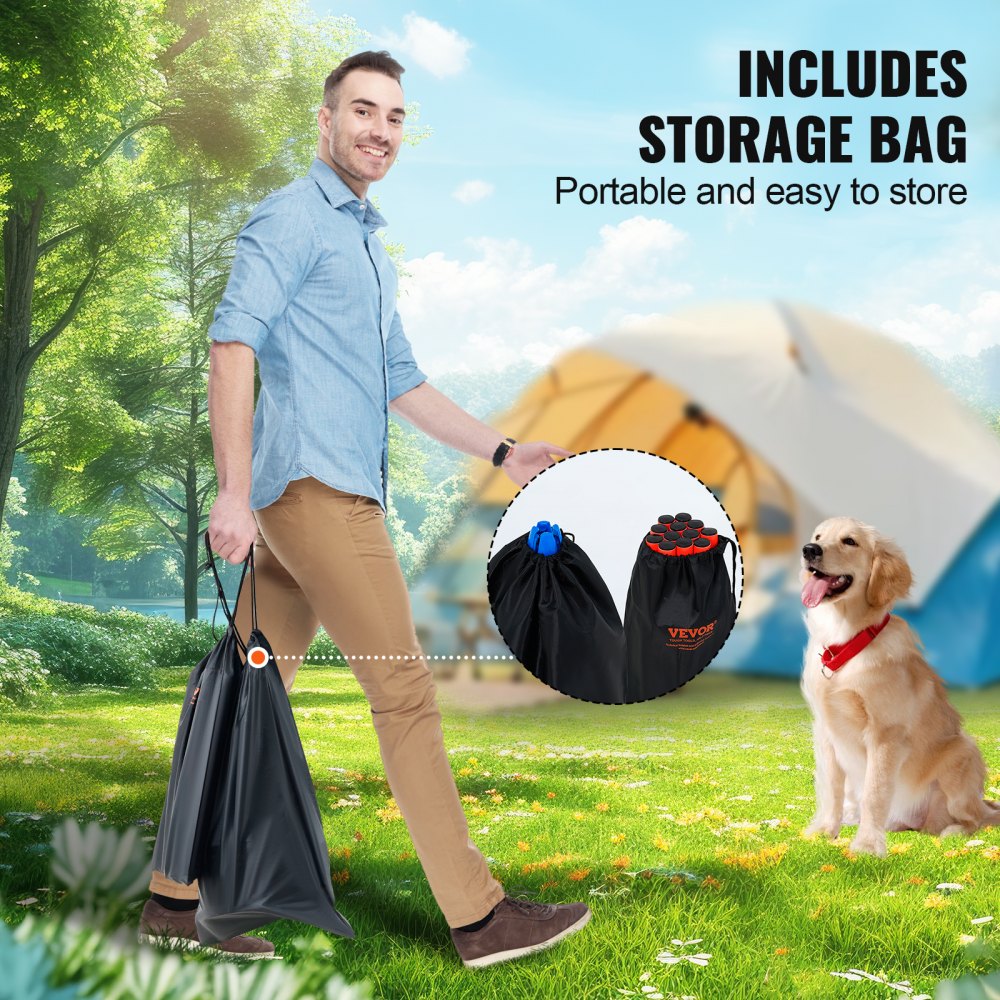 VEVOR Dog Agility Hurdle Cone Set, 6 PCS Kit-12 x Cones, 6 x Agility Rods, Agility Training Equipment with Height Adjustable Crossbar, Puppy Obstacle Course Jump Starter with Cones Storage Bag