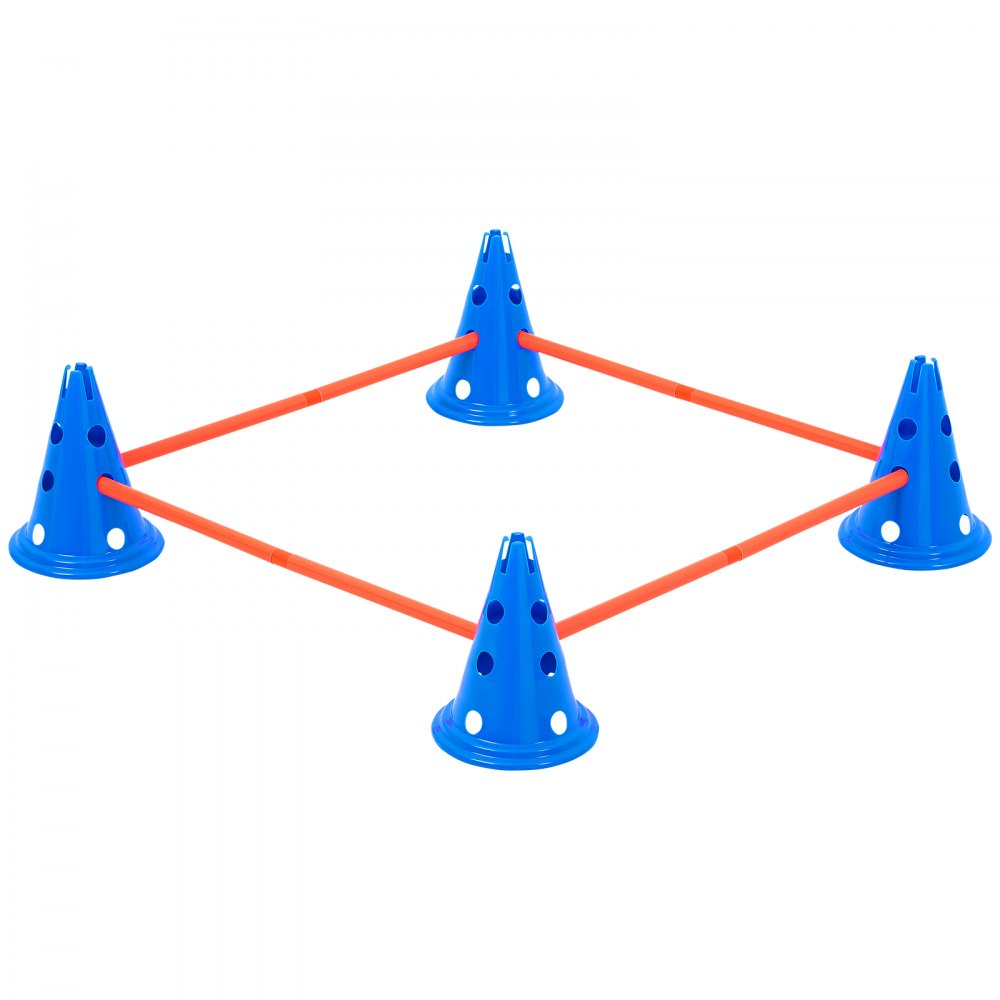 VEVOR Dog Agility Hurdle Cone Set, 6 PCS Kit-12 x Cones, 6 x Agility Rods, Agility Training Equipment with Height Adjustable Crossbar, Puppy Obstacle Course Jump Starter with Cones Storage Bag