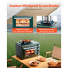 VEVOR Outdoor Oven, 2-in-1 Portable Gas Camping Stove Oven Combo, Adjustable Fire, 60-Minute Timer, Windproof, with Grill Shelf and Roasting Tray, for Camping Gear Backyard Picnic Outdoor Cooking
