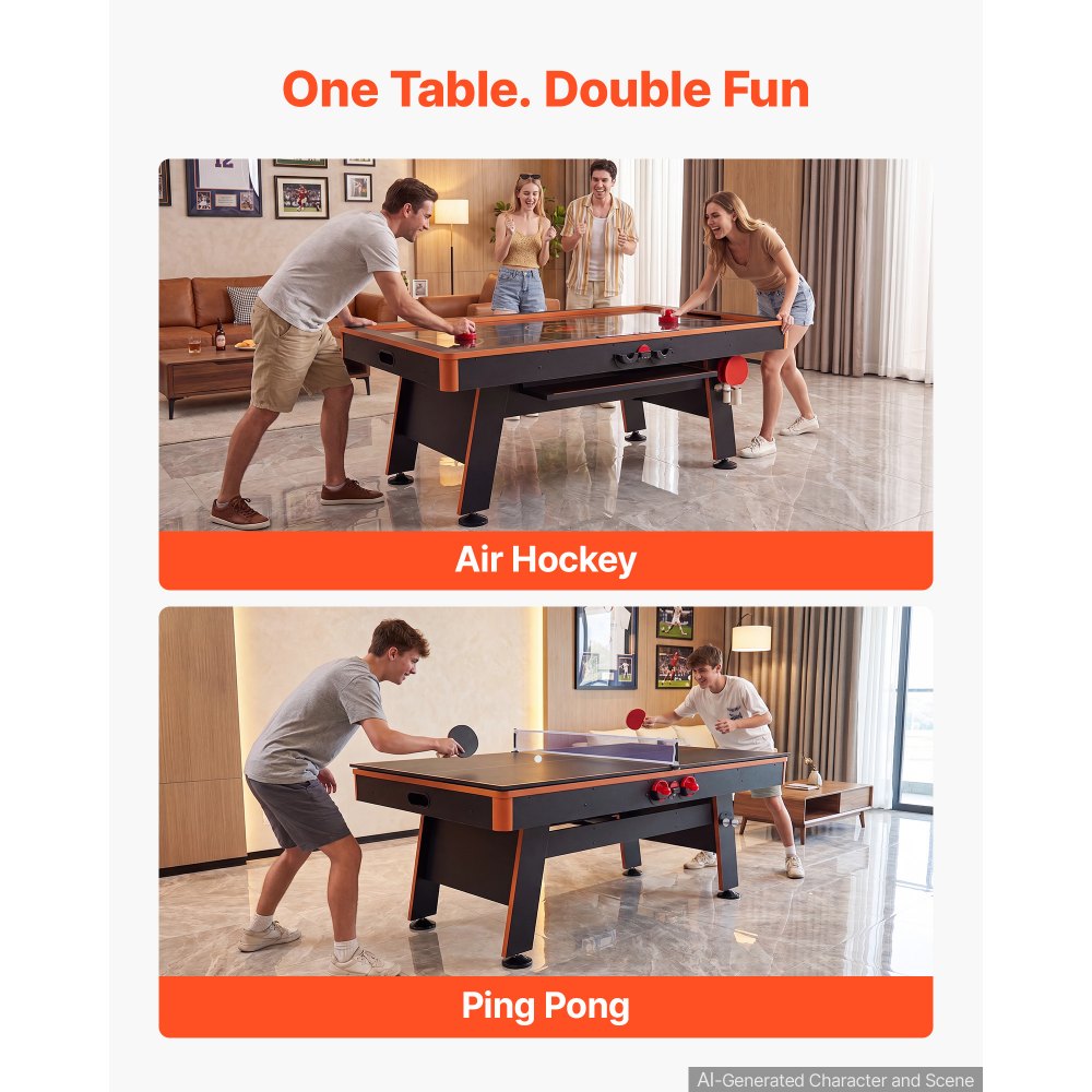 VEVOR 3-in-1 Combo Game Table Set 80" Air Hockey Ping-Pong Dining Table, Space-Saving for Family Game Room Entertainment, Multi Combination Arcade Hockey Table, Complete Accessory Set Included